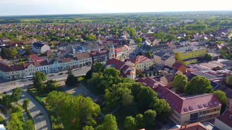 The-amazing-ancient-town-Kapuvar,-Hungary-with-its-aerial-view-from-above