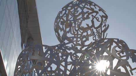 Close-up-view-of-Four-Elements-statue-in-downtown-Grand-Rapids,-Michigan-with-stable-video-shot