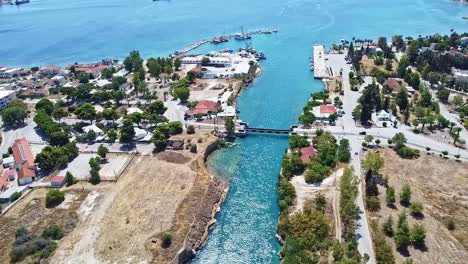 Peloponnese-peninsula,-maritime-routes,-bridge-connection,-water-passage