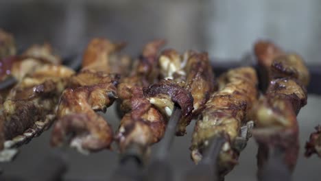 Meat-on-a-skewer-on-the-restaurant-grill