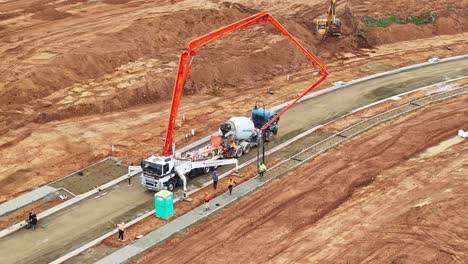 Concrete-pumper-in-action-at-road-and-footpath-construction-site-in-Yarrawonga