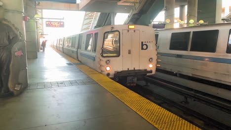 Bart-train-coming-into-station-in-slow-motion