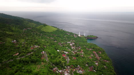 Asian-coastal-shoreline-location,-island-nature,-shipping-safety-warning