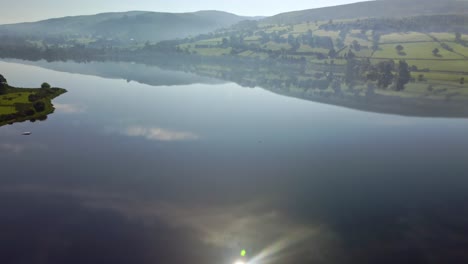 Aerial-4K-Drone-footage-of-Lake-Bala,-North-Wales