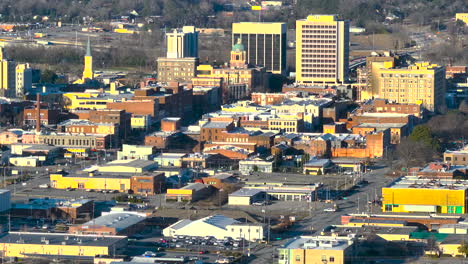 A-beautiful-late-afternoon-4k-aerial-video-of-Downtown-Macon,-moving-from-Cherry-to-Mulberry-Street