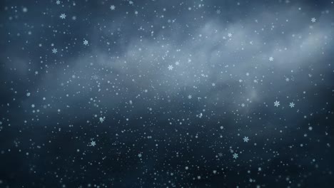 Nieve-Y-Nubes---Paisaje-Nublado-Con-Fuertes-Nevadas:-Una-Sombría-Escena-Invernal-De-Copos-De-Nieve,-Condiciones-De-Ventisca