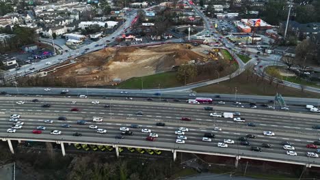 Interstate-Highway-285-With-Vehicles-Driving-In-Atlanta-City,-Georgia