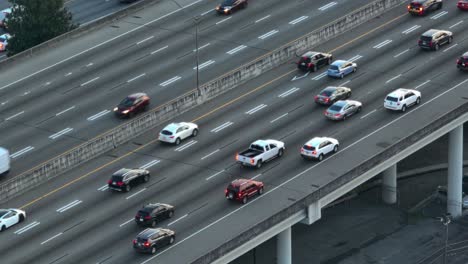 Atlanta's-Freeways-With-Light-Traffic-During-Peak-Hour-In-Georgia,-USA