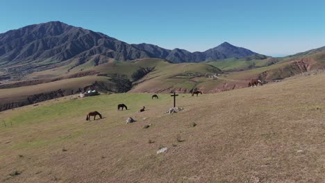 Spectacular-aerial-view-of-Andean-mountain-landscape-with-pastures