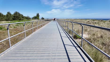 Educational-path-over-the-beach,-Baltic-Sea