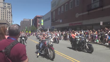 Motorcycles-leading-off-the-Gay-Pride-Parade-in-Portland,-Maine