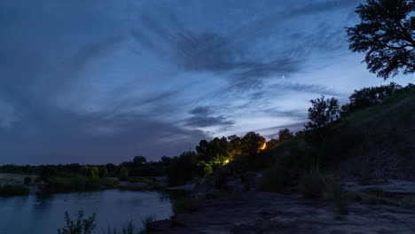 Sunset-Timelapse-Over-the-Llano-River-near-Mason,-Texas-Hill-Country