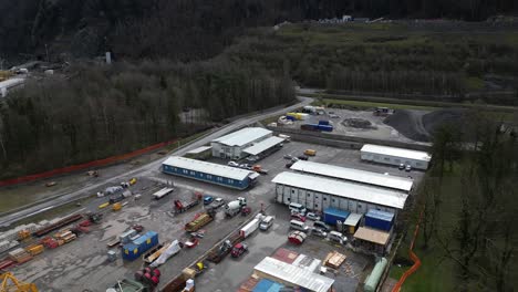 Industrial-park,-Walensee-in-Switzerland,-transport-hub,-construction-site