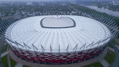 Aerial-shot-of-the-elliptical-roof-of-the-Warsaw-National-Football-Stadium
