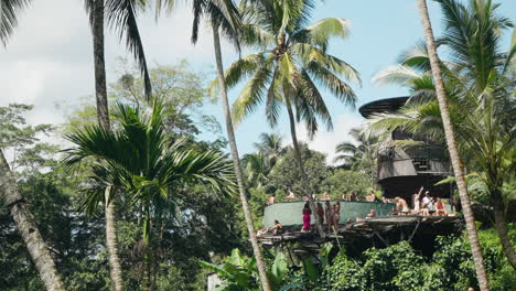 People-Having-Fun-At-Swimming-Pool-In-Alas-Harum-Bali,-Tegallalang,-Bali,-Indonesia