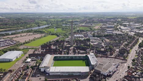 Aerial-view-towards-Northampton-Saints-rugby-stadium-team-ground-and-National-lift-tower-landmark