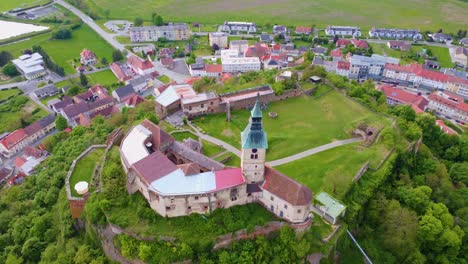 Güssing-medieval-Castle-Burgenland,-Austria-aerial-landscape-Central-Europe