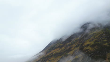 Scene-with-mountainside-in-dense-clouds,-Glen-Coe,-Scotland