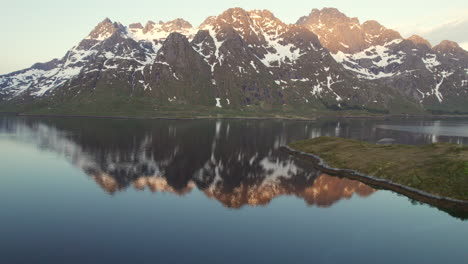 Flight-over-Austnesfjorden-at-Sunset:-Alpine-Beauty-in-Norway