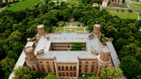 Aerial-View-Of-Kamieniec-Zabkowicki-Palace---Medieval-Castle-In-Lower-Silesia,-Poland