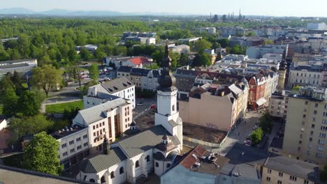 Aerial-Ostrava,-Czech-Republic-city-centre-in-Central-Europe-buildings