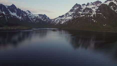 Golden-Austnesfjorden:-Snow-capped-Mountains-in-the-Magic-Hour