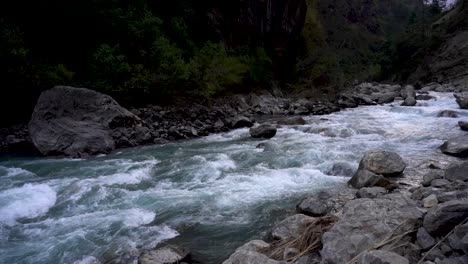 Landscape-view-of-mountian-river-in-Gorkha,-Nepal