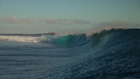 Rainbow-Teahupo'o-wave-monstrous-famous-surfing-barrel-Tahiti-French-Polynesia-slow-motion-foam-ball-coral-reef-Paris-summer-Olympics-2024-dreamy-boat-jetski-view-Passe-Havae-Pacific-Ocean-pan