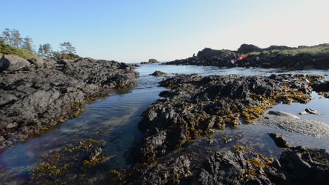 Pequeña-Entrada-En-La-Playa-Grande-Cerca-De-Ucluelet-En-La-Isla-De-Vancouver-BC,-Canadá