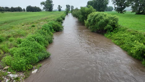 Río-Que-Fluye-En-La-Lluvia-De-Primavera