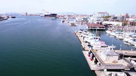 Oakland-CA-USA,-Aerial-View-of-Marina-and-Inner-Harbor,-Drone-Shot