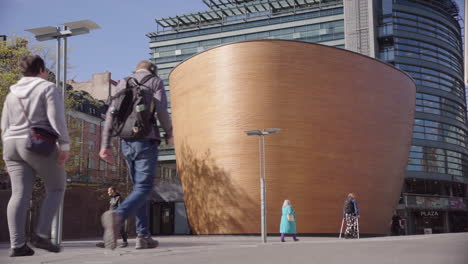 Wooden-Kamppi-Chapel-architectural-landmark-on-Narinkka-Square-in-Helsinki