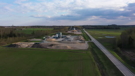 Aerial-View-of-Asphalt-Production-Plant-with-Rural-Road