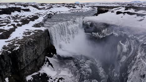 Bird's-eye-view-of-Selfoss-Waterfall,-Iceland