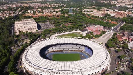 Birds-Eye-Drone-View-Above-Olympic-Stadium---Home-to-AS-Roma-and-SS-Lazio
