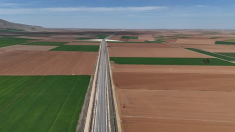 Overhead-view-from-the-agricultural-land-and-dirt-road