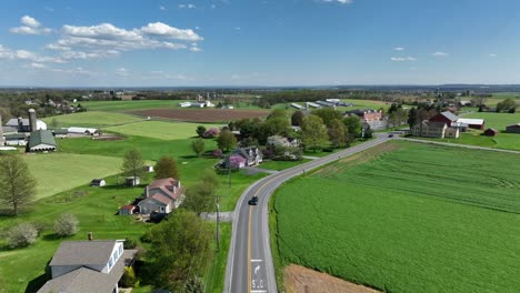 Main-road-in-rural-area-of-American-Town-in-spring
