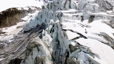 Aerial-take-of-argentière-glacier-in-the-french-alps,-nearby-Chamonix