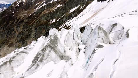 Aerial-take-of-a-glacier-in-the-italian-alps,-in-Aosta-Valley
