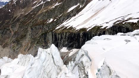 Aerial-take-of-argentière-glacier-in-the-french-alps,-nearby-Chamonix