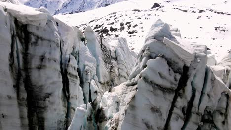 Aerial-take-of-argentière-glacier-in-the-french-alps,-nearby-Chamonix