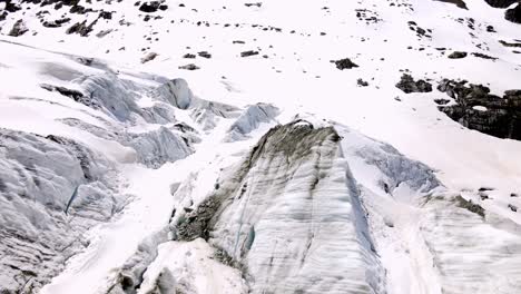 Aerial-take-of-argentière-glacier-in-the-french-alps,-nearby-Chamonix
