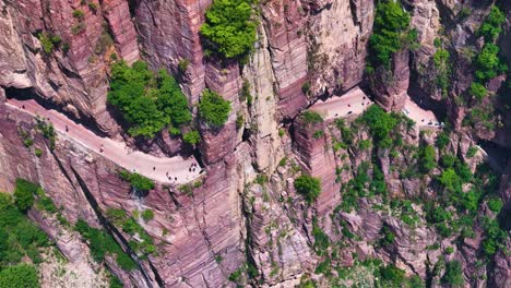 Aerial-view-of-the-famous-Guoliang-Tunnel,-Huixian,-Henan-Province,-China