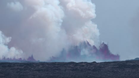 Wide-shot-showing-dark-fumes-during-Eruption-on-Volcano-in-Iceland