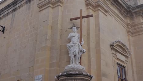 View-of-the-sculpture-depicting-the-Archconfraternity-of-Saint-Joseph-in-Rabat,-Malta,-within-Mdina