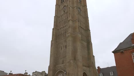 Tilt-shot-of-French-monument-The-Belfry-of-Dunkirk