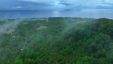 Aerial-view-of-green-Biliran-island-with-mountains-on-cloudy-day