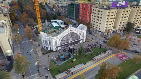 Flyover-Structure-that-recreates-the-Original-location-of-Pirque-train-station-to-celebrate-Heritage-day,-Santiago,-Chile