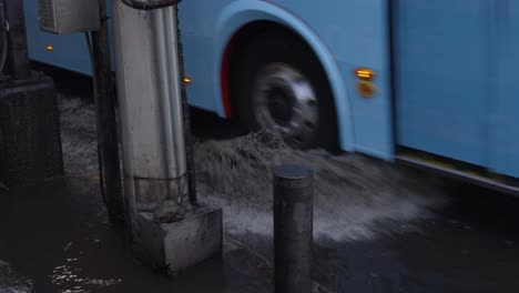 Flooded-street-in-Mexico-city,-overflown-after-storm-in-North-America