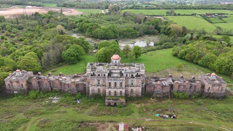 Hamilton-palace-abandoned-mansion-called-ghost-house-of-Sussex,-UK,-aerial-view